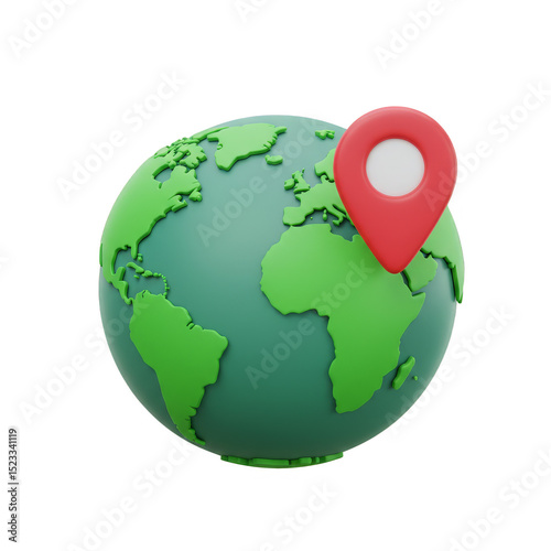 3d Globe Map with Red Locat...