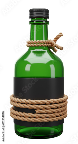 3D Green Bottle Wrapped in ...