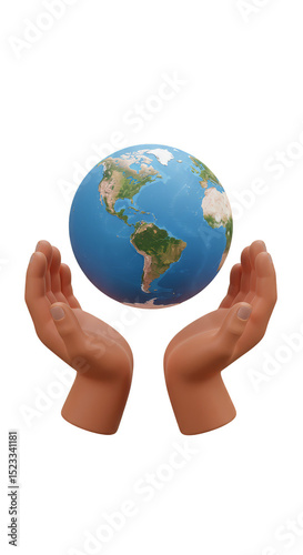 3D Hands Holding Earth Glob...