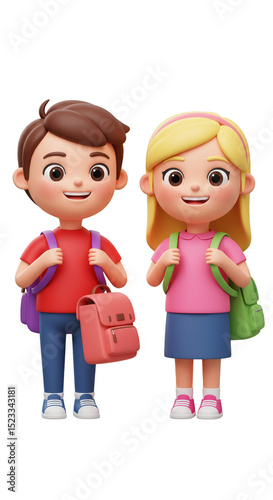 3d Illustration of Two Happ...