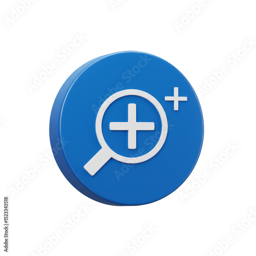 Free Download 3D Illustration Zoom Plus Magnifier Search Icon in Blue Transparent Background - GFXLoad
