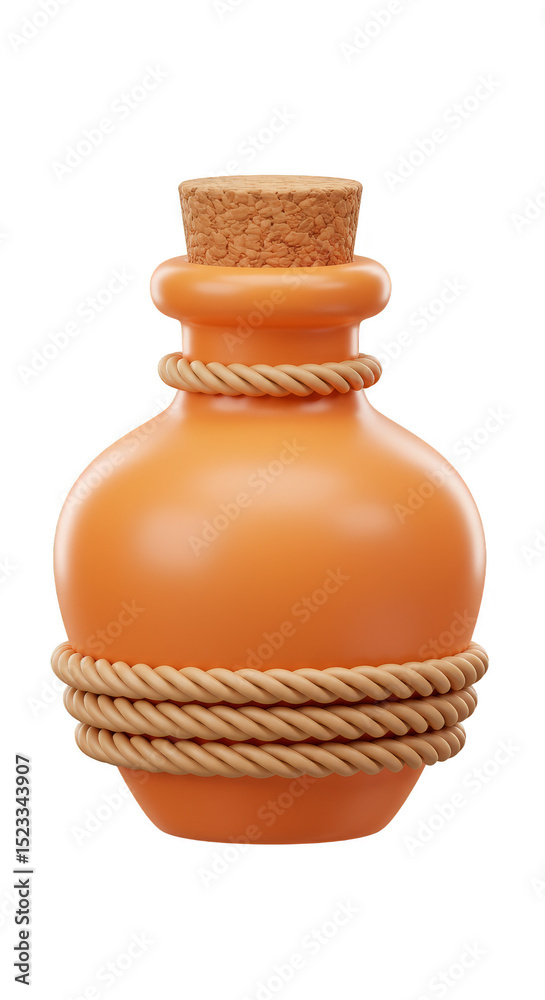 3D Potion Bottle With Brown Cork and Twisted Rope on Transparent 3D Potion Bottle With Brown Cork and Twisted Rope on Transparent