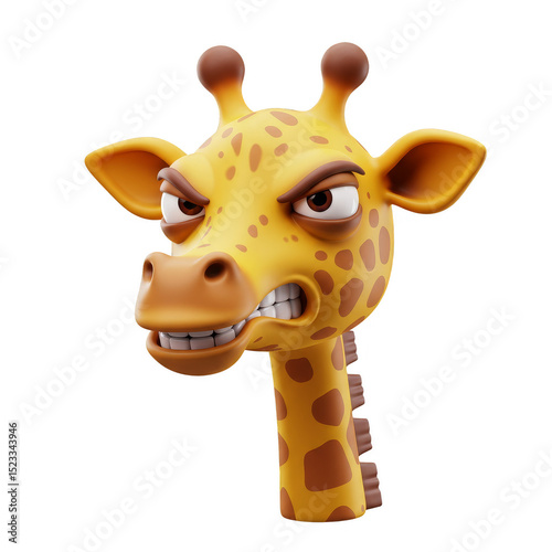 3d Render Angry Giraffe Car...