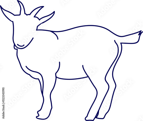 Line art vector of goat on white. Vector illustration of goat isolated on white background. For kids colouring book. new funny goat cute line art and vector art, goat illustration and outline