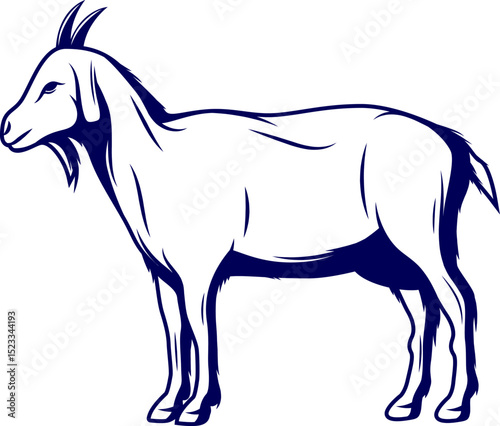 Line art vector of goat on white. Vector illustration of goat isolated on white background. For kids colouring book. new funny goat cute line art and vector art, goat illustration and outline