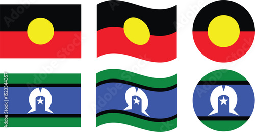Australian Aboriginal and Torres Strait Islander Flags in Multiple Styles.