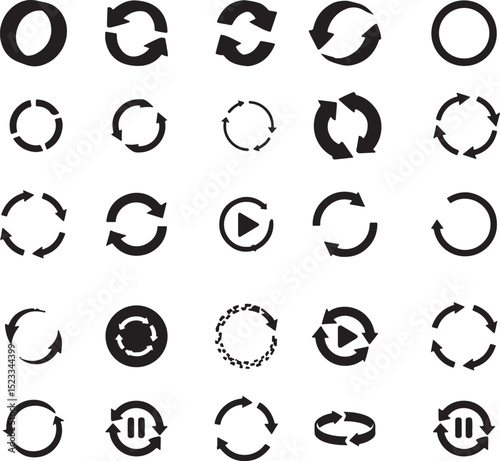 Circle Arrows Vector Set – Rotation & Refresh Icons for Digital Navigation