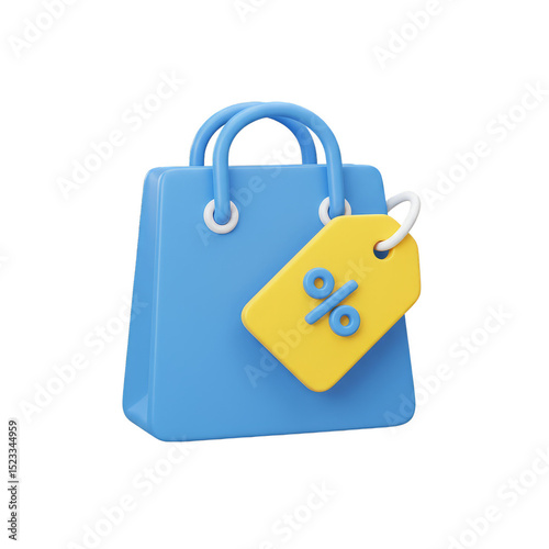 3D Render of Blue Shopping ...
