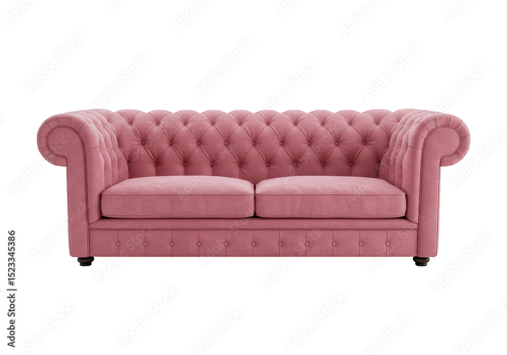 Fototapeta premium 3d Rendering of Pink Sofa with Cushions Isolated on Transparent Background