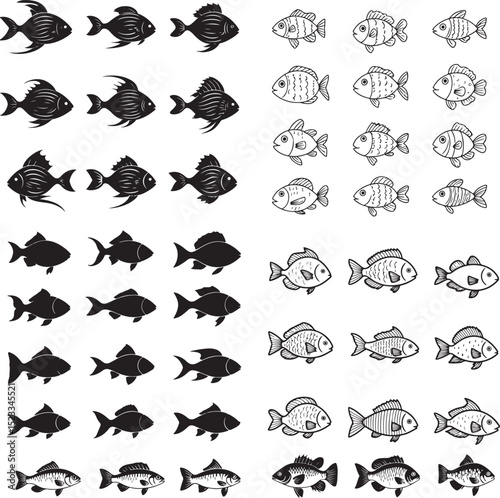 Fish Icon Vector Set