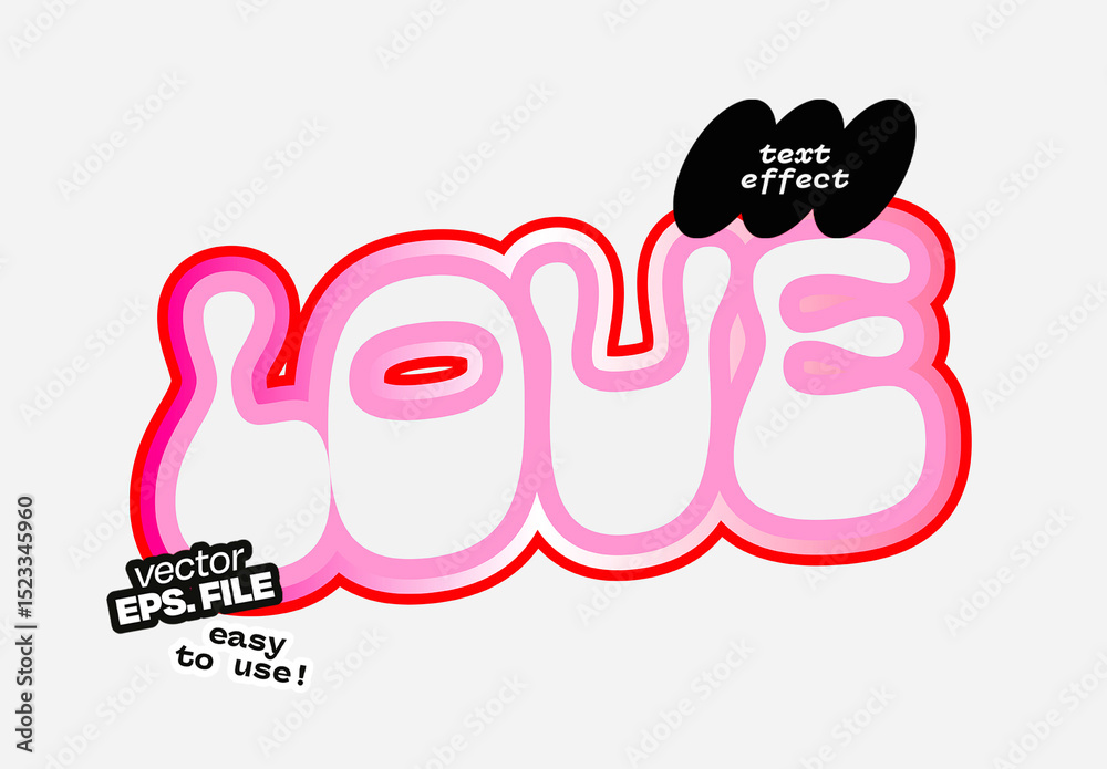 Bubble Rounded Text Effect Stock Template | Adobe Stock