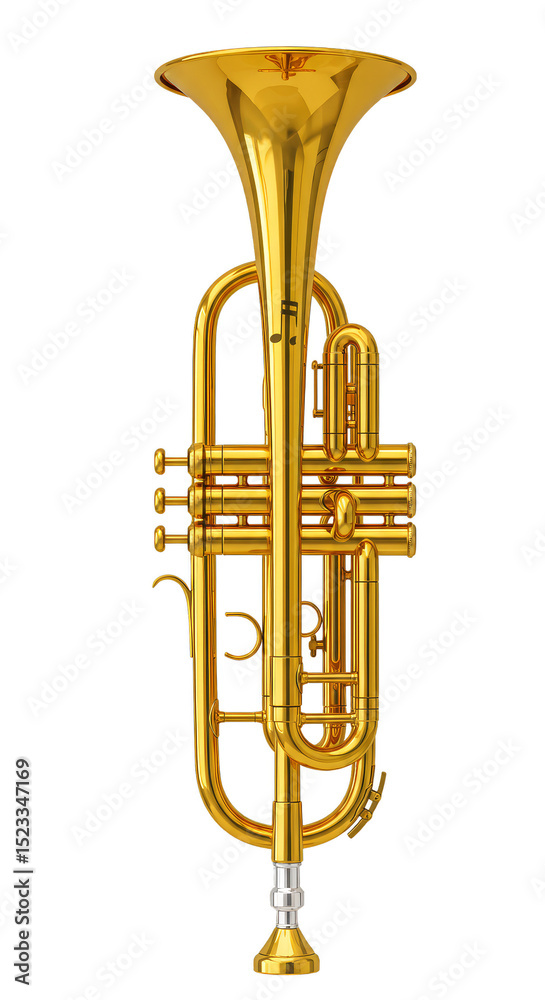 Fototapeta premium Illustration Of Golden Brass Trumpet Wind Instrument Isolated on Background