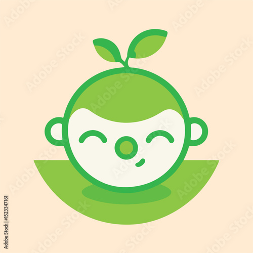 Cheerful Lime Green Cartoon Character Illustration Logo.eps