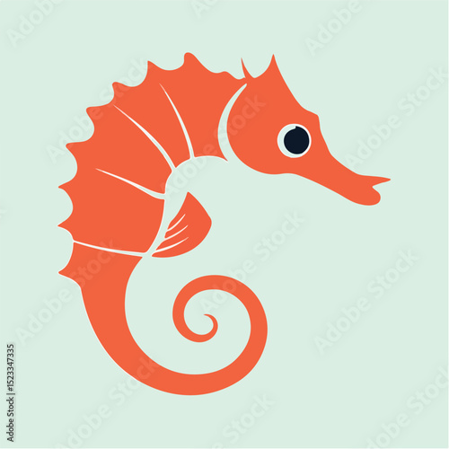Minimalist Coral Seahorse Vector Graphic Design Sticker.eps