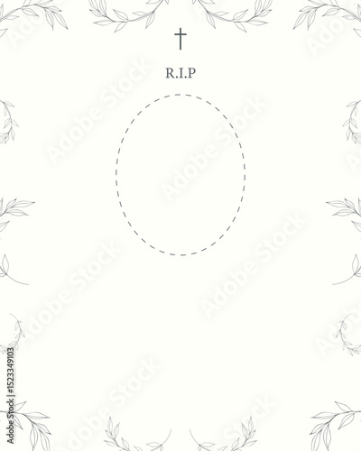 Elegant digital funeral invitation in vector. Template ready for editing
