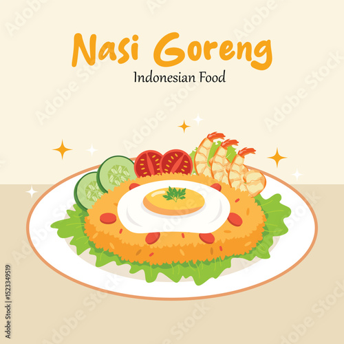 Hand draw Nasi Goreng Indonesian food illustration