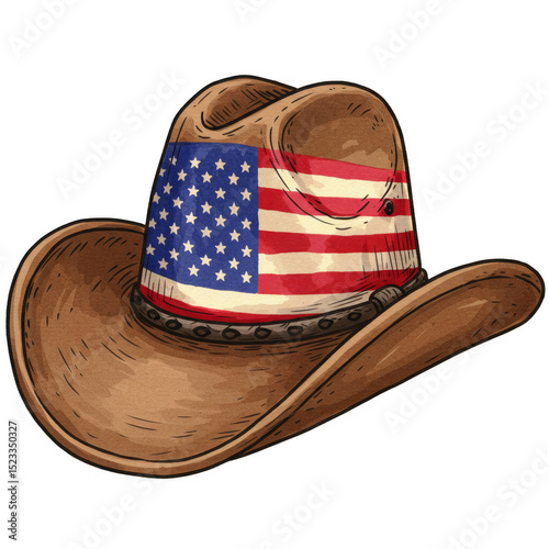 American Flag Cowboy Hat Il...