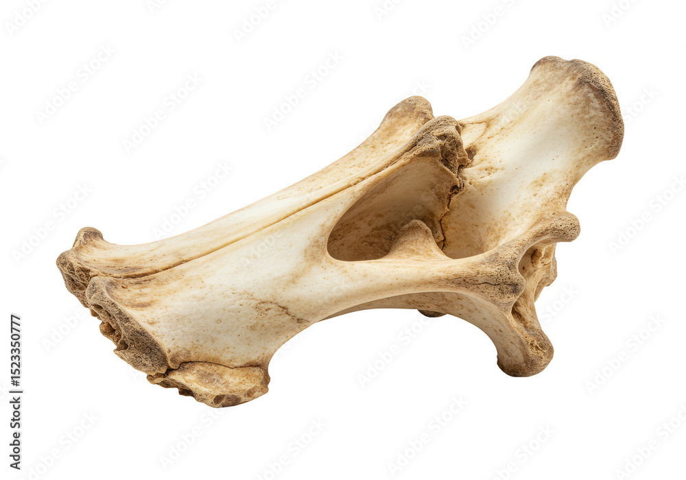 Fototapeta premium Isolated Bone Anatomy of Vertebra Animal Spinal Fossil Ancient Nature