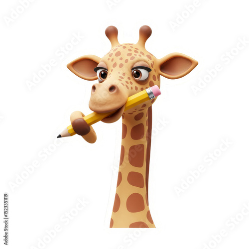 Cartoon Giraffe Holding a P...
