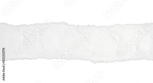 Torn White Paper Strip on Black Background for Text Overlay and Design Elements