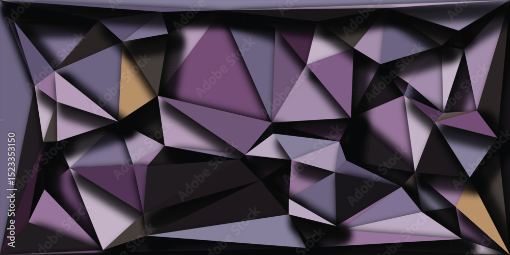 Obraz premium Abstract geometric composition in a dark purple and black color scheme of triangular shapes and shadow play