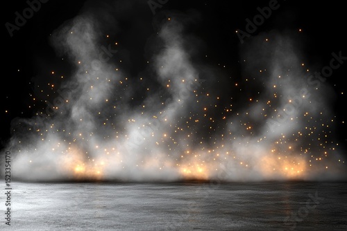Smoky, glowing studio backdrop