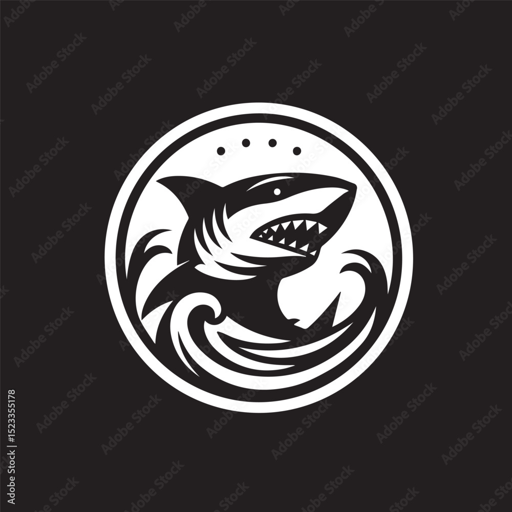 Obraz premium shark logo, editable black and white vector
