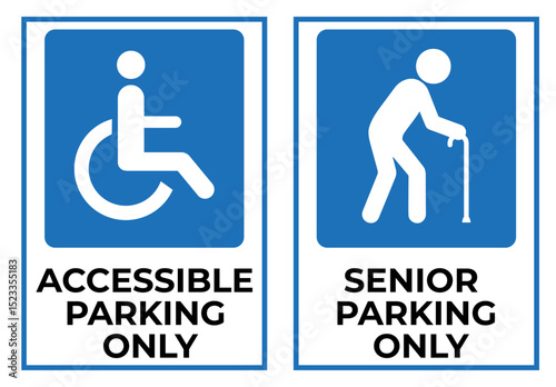 Accessible and Senior Reserved Parking Signs – Blue and White Icons