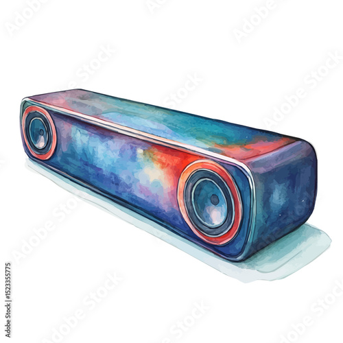 Soundbar, watercolor painting vector, high quality, isolated on a white background.