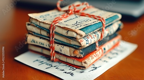 Stack of old books tied with twine