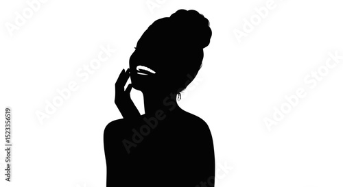 Radiant, Laughing Woman Expressing Joy, Touching Smooth Skin