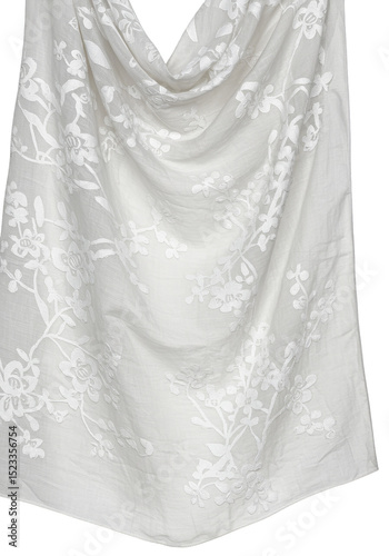 Elegant White Lace Fabric w...