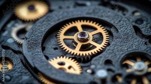 Close-up view of intricate watch gears
