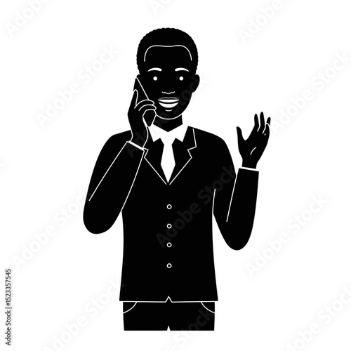 Friendly African Salesperson Making a Call in Office