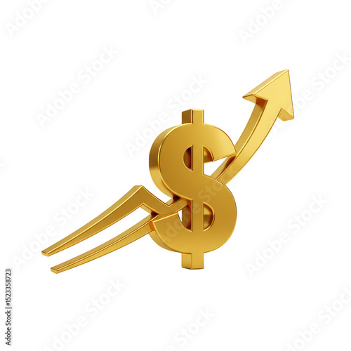 Golden Dollar Sign with Upw...