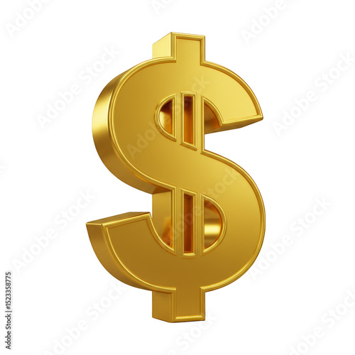 Golden Dollar Sign 3D Rende...