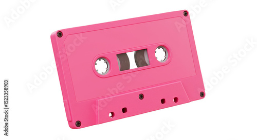 Illustration of Pink Cassette Tape Audio Retro Music on Transparent
