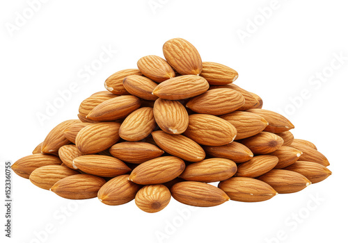 Isolated Pile of Almond Nuts on Transparent Background Food Concept