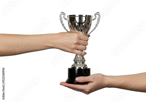 Hands Passing Silver Trophy...