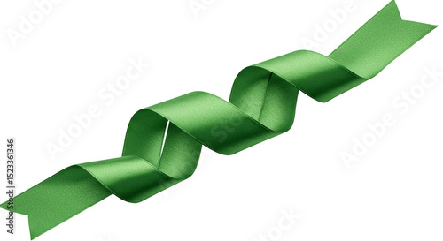 Isolated Green Ribbon Decoration Present Holiday Gift Celebration