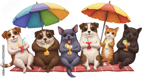 Illustration Group of Dogs ...