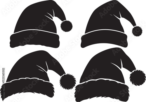 Santa hat silhouette with pompom vector illustration