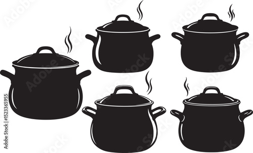 Cooking pot kitchen utensil silhouette vector illustration