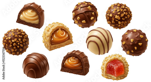 Isolated PNG Image of Delicious Chocolate Truffles Candy and Assortment