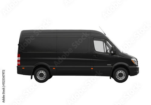 Illustration of Black Van Isolated with Transparent Background