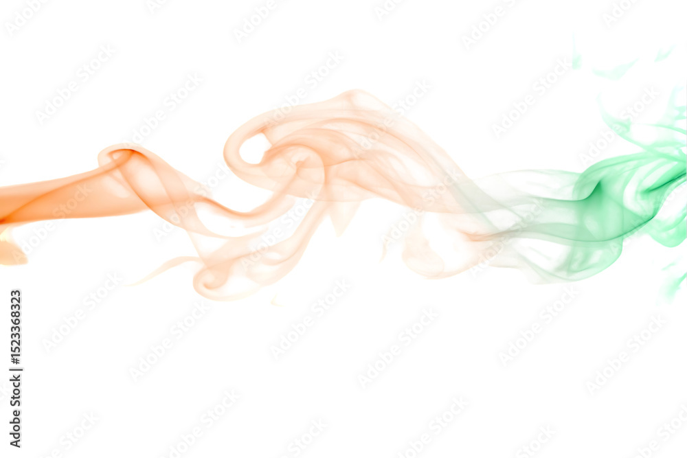Fototapeta premium Abstract Smoke Art with Orange and Green Colors on Black Background for Creative Projects and Designs