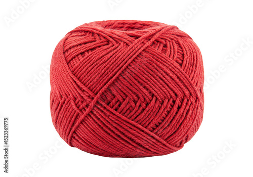 Isolated Ball of Red Yarn Close Up Knitting Craft on Transparent