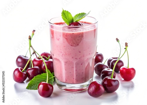 Wallpaper Mural cherry vanilla smoothie isolated on white background Torontodigital.ca