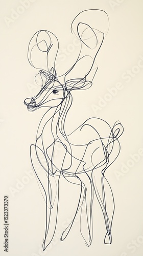 Continuous line drawing of a deer.