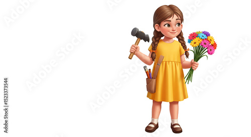 Illustration of Girl in Yel...